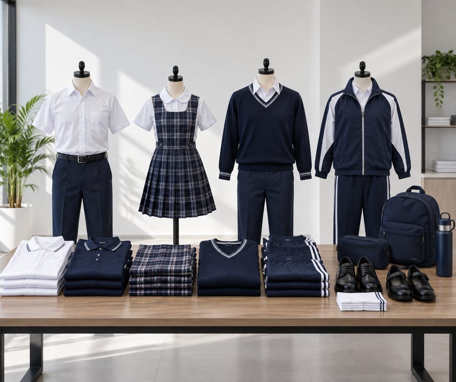 Uniformes escolares completos: camisas, jumper, suéter y sudadera deportiva confeccionados por LEO'S