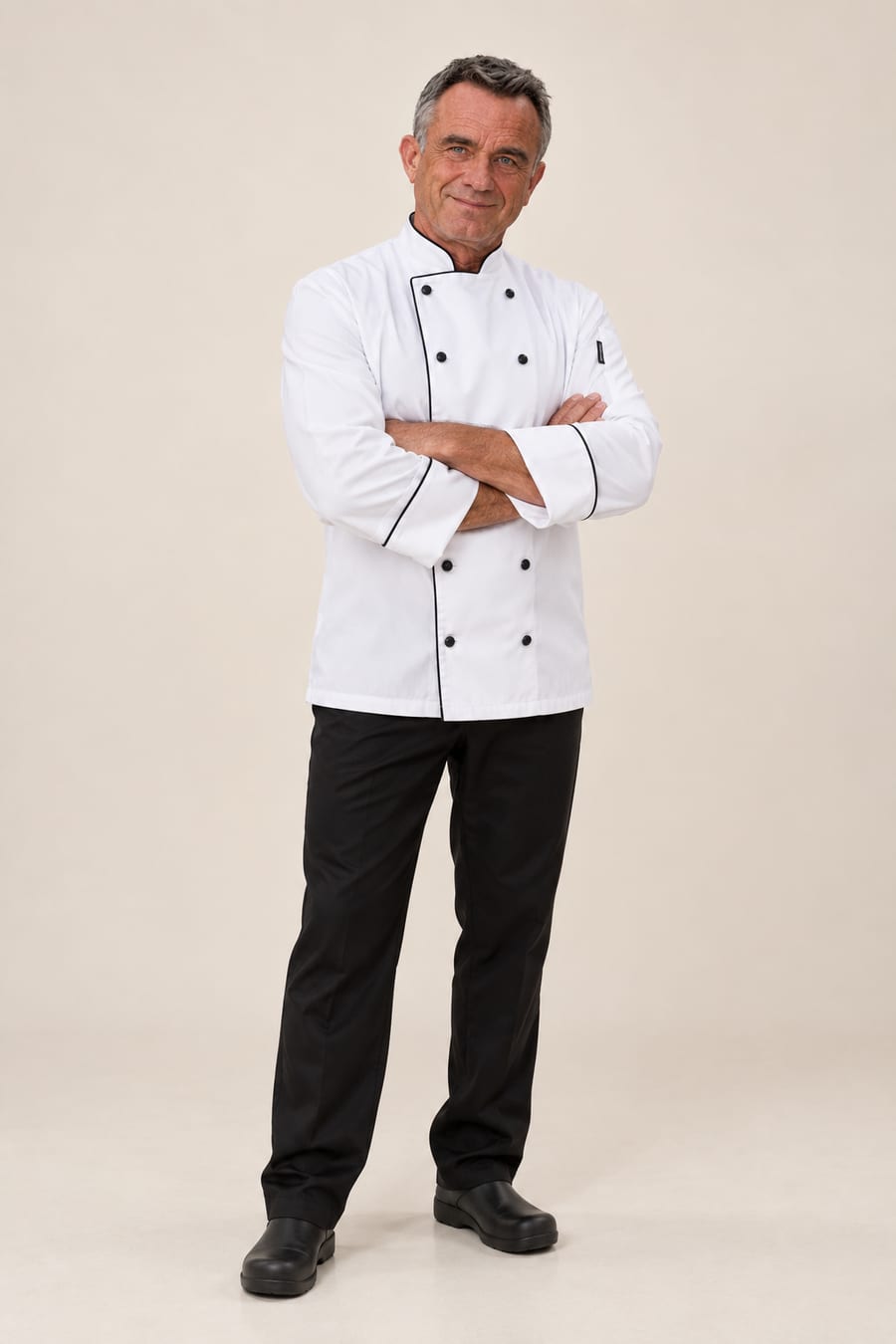Filipina de chef blanca y pantalón de cocina confeccionados a la medida para restaurantes