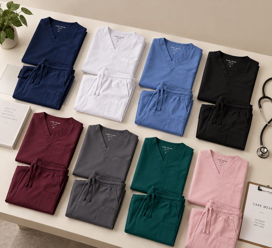 Scrubs médicos en ocho colores disponibles para hospitales y consultorios