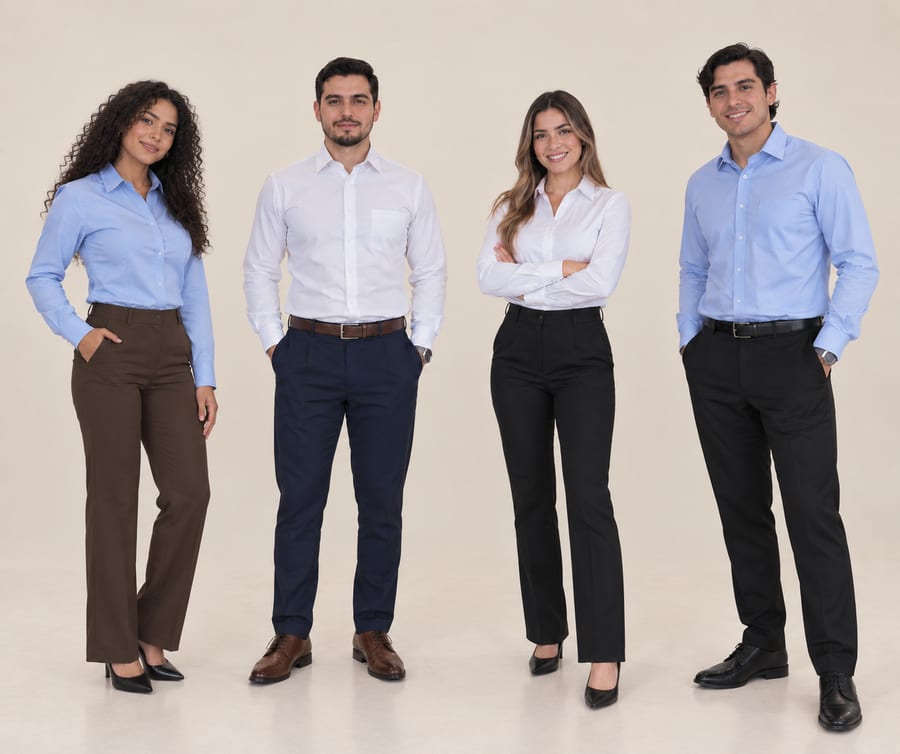 Camisas de vestir, blusas y pantalones de oficina confeccionados a la medida para empresas