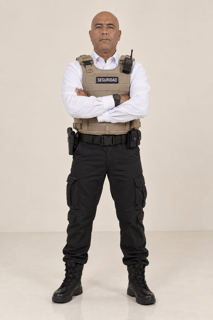 Uniforme de guardia de seguridad con chaleco táctico beige y pantalón táctico a la medida
